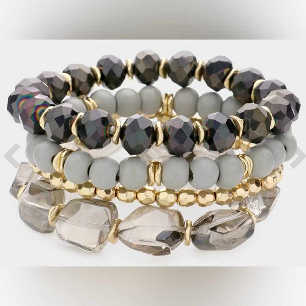 New...Wrist Candy Set of 4 Semi-precious Stone Bracelet